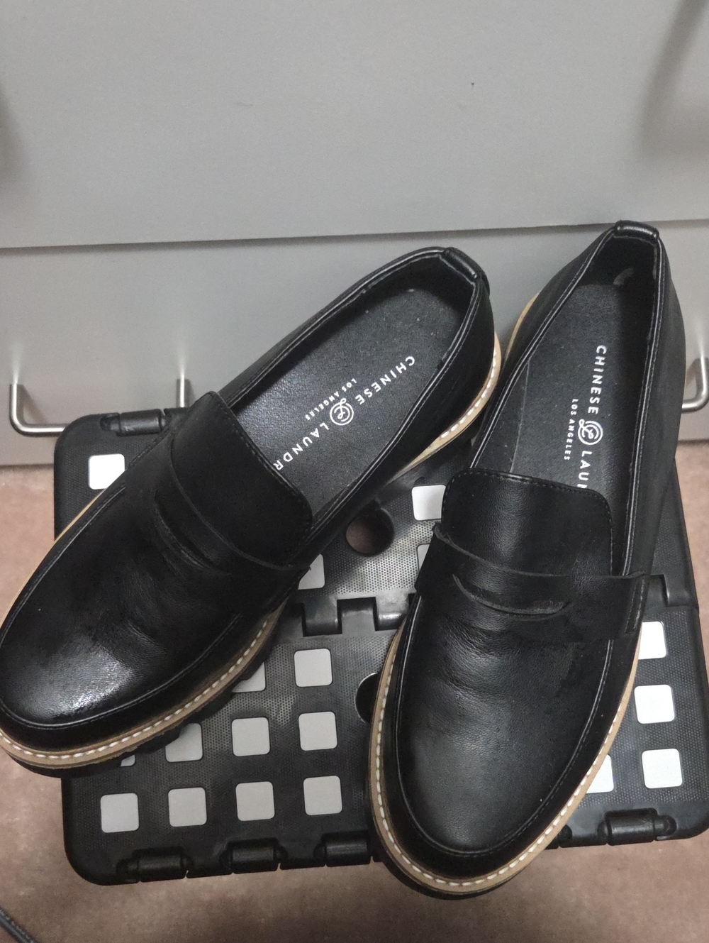 Chinese Laundry Black Penny Loafers with Contrast Welt